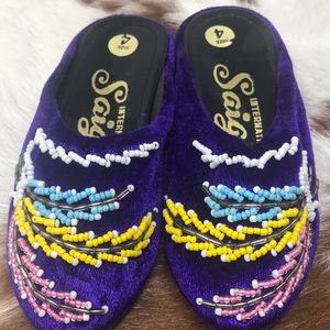 Beaded Childs Saigon velvet feel slipper